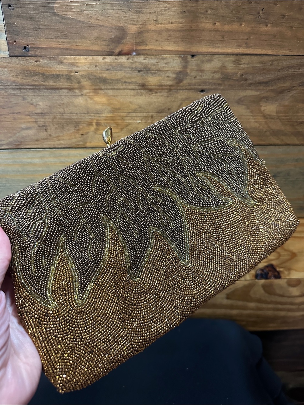Vintage Beaded Brown Evening Clutch